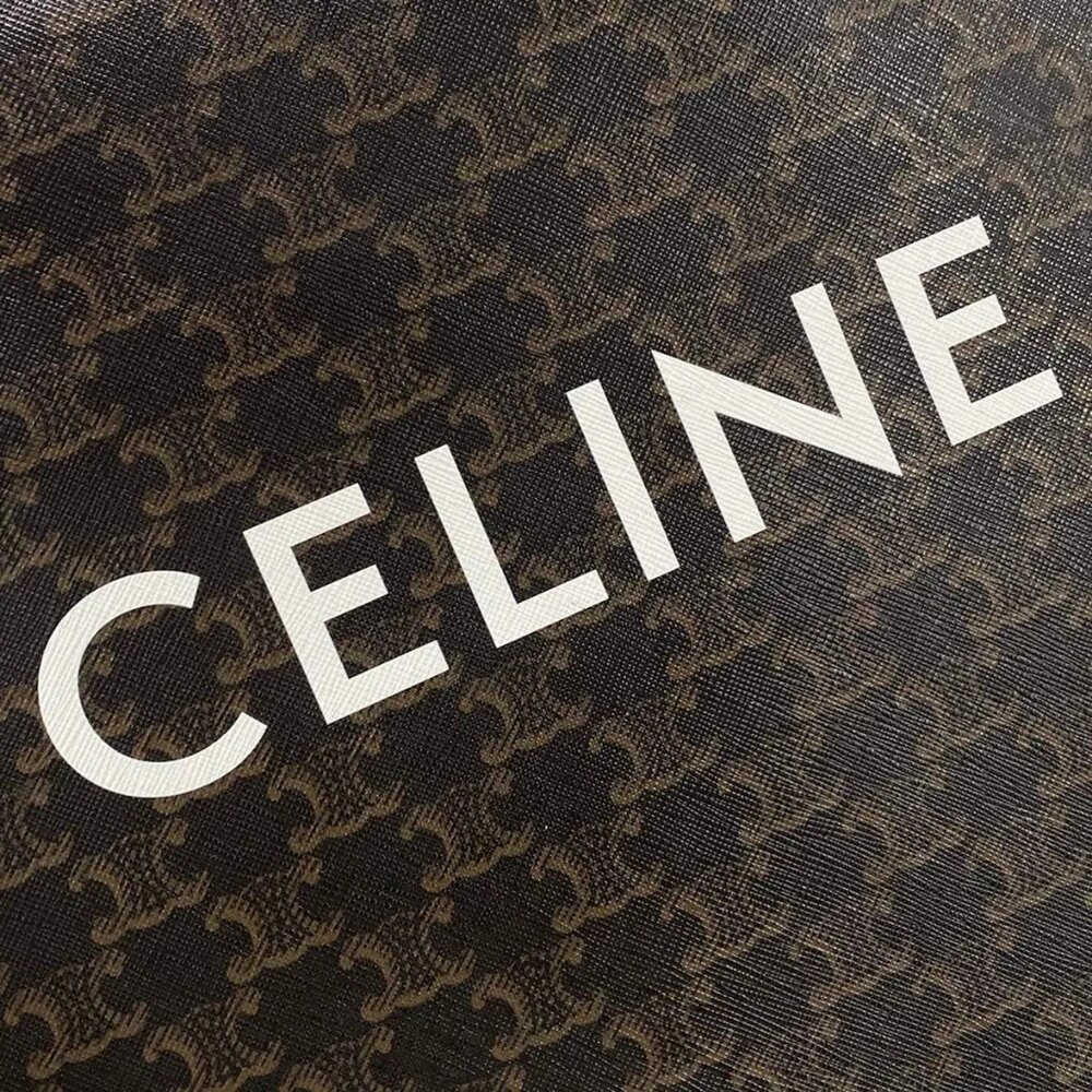CELINE Small Vertical Cabas Tan (Dark Brown) Brown) Triomphe Canvas Calf Skin - Picture 9 of 15